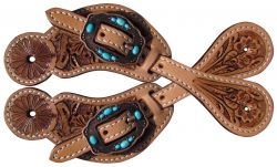 Showman Youth floral tooled spur straps